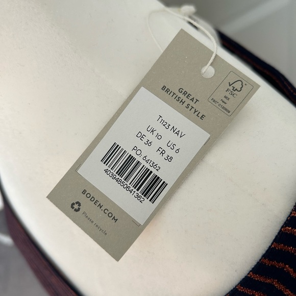 NWT Boden Metallic Stripe Top Women’s US size 6 - Picture 7 of 7